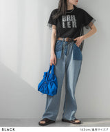 【メール便】チュールレイヤード箔プリントTシャツ