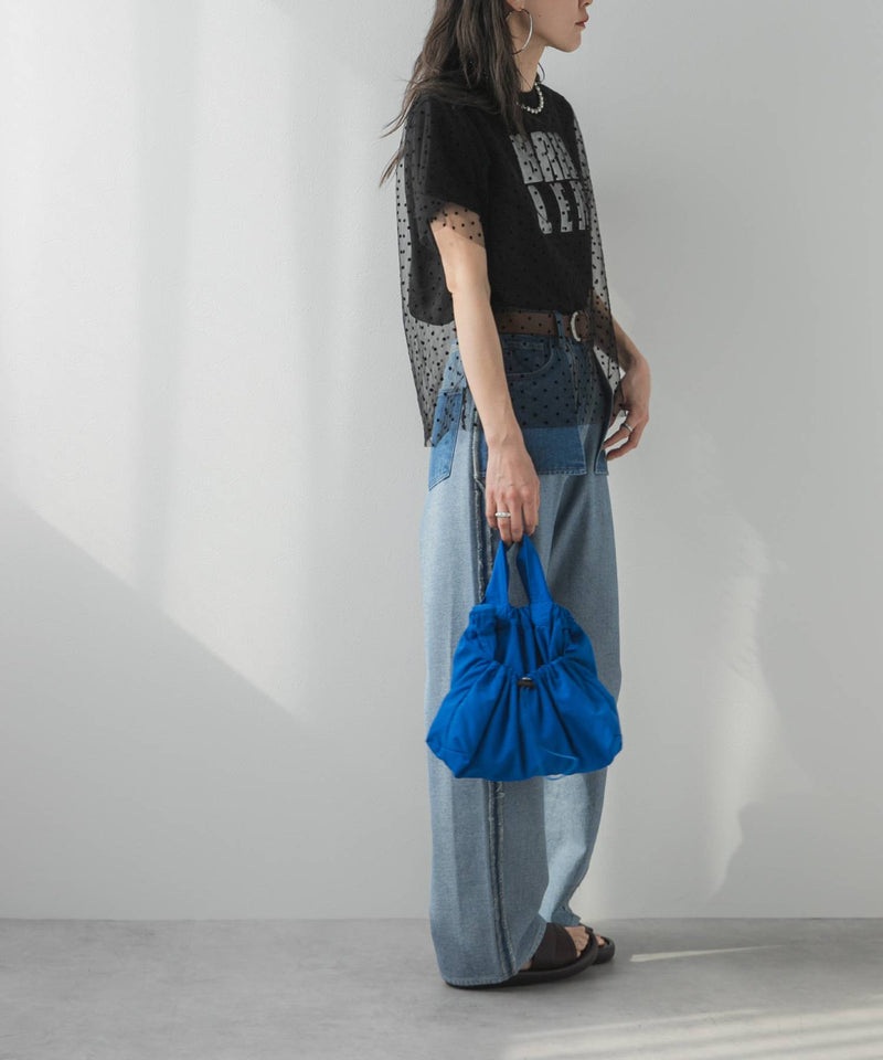 【メール便】チュールレイヤード箔プリントTシャツ