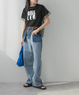 【メール便】チュールレイヤード箔プリントTシャツ