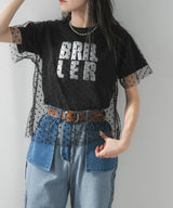 【メール便】チュールレイヤード箔プリントTシャツ