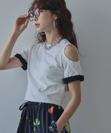【メール便】カットオフバイカラースリーブTシャツ