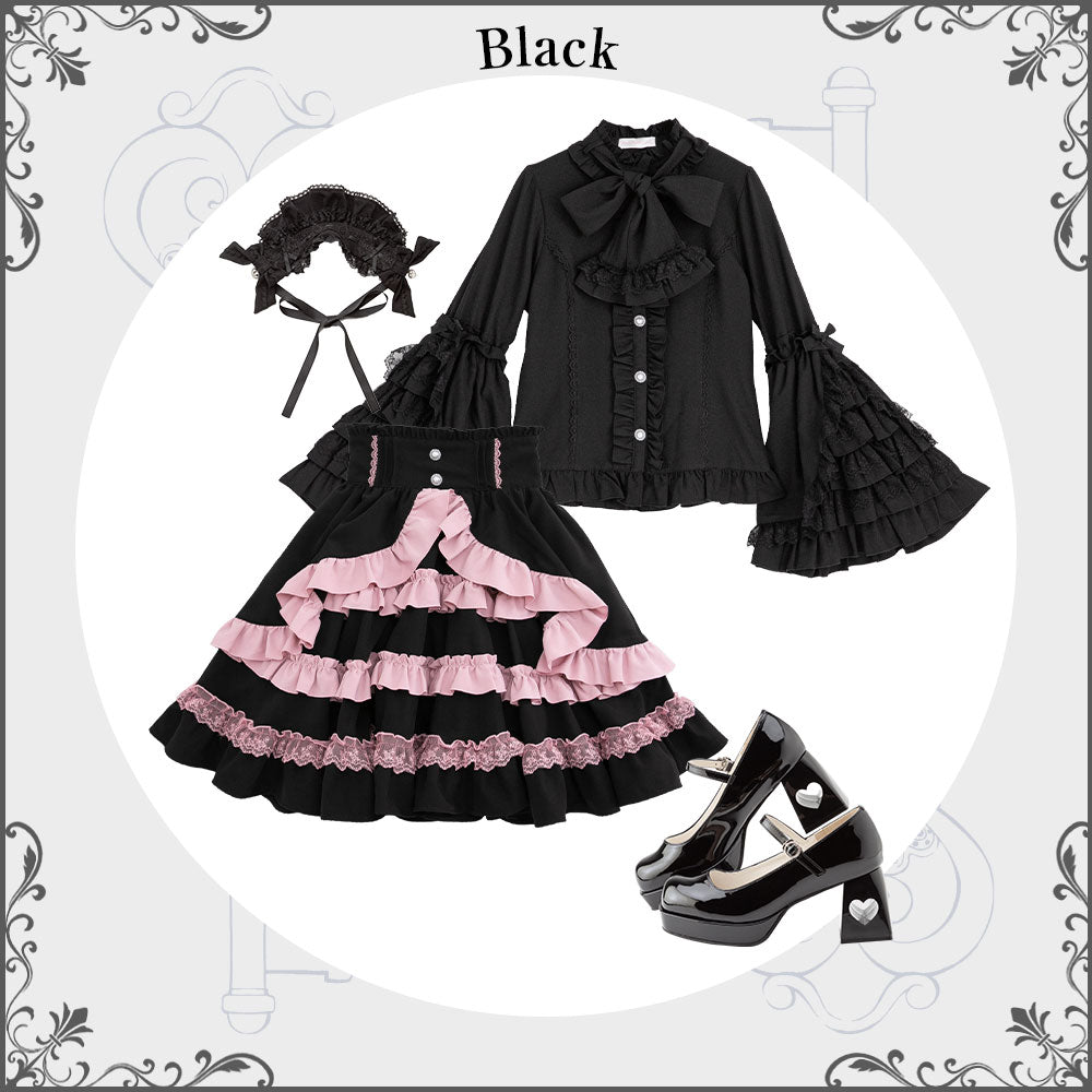 フリルハイネックレースリボンプリンセスブラウス – レディース