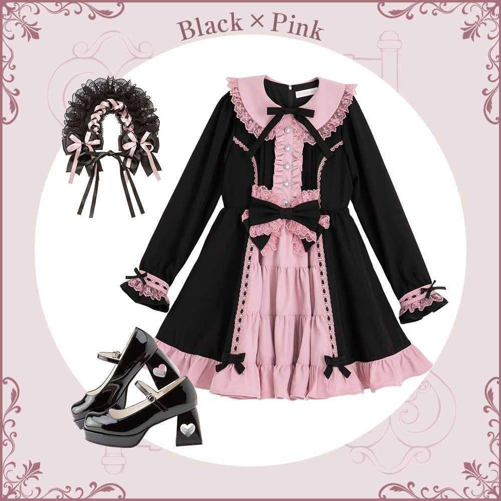 プリンセスティアードはしごレースフリルワンピース(ピンク５Lサイズ） 予約 10/14発送】プリンセスティアードはしごレースフリル