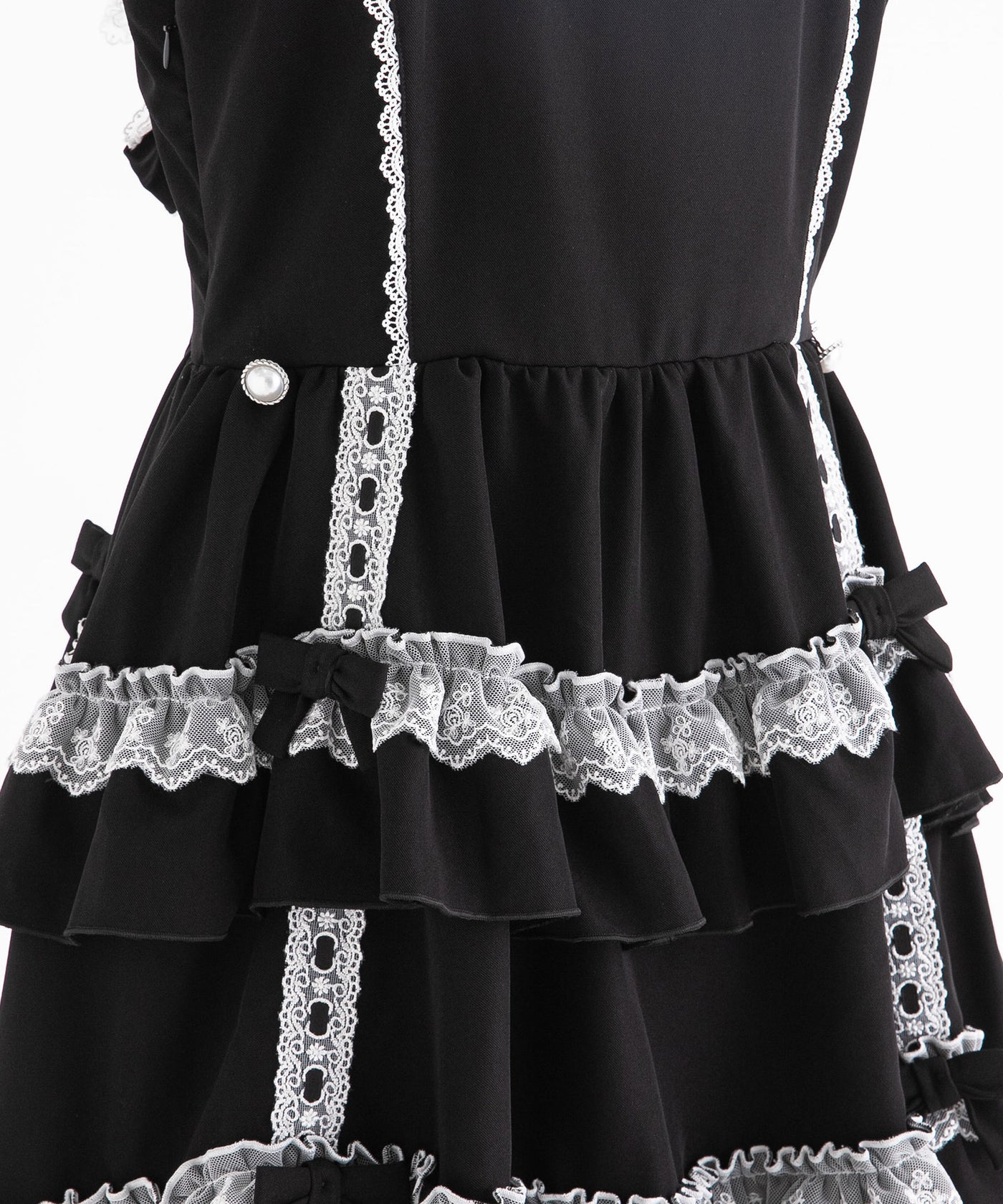 秋冬新作クーポン対象】フリルたっぷりはしごレースリボンジャンスカ