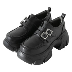 厚底Wビジューバックルローファーパンプス