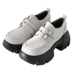 厚底Wビジューバックルローファーパンプス