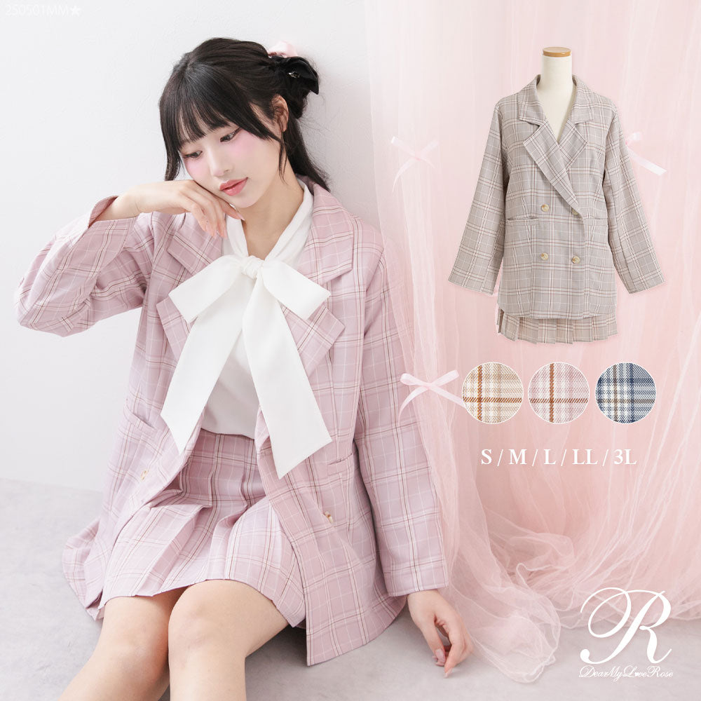 ジャケット&プリーツミニスカパンセットアップ – レディース