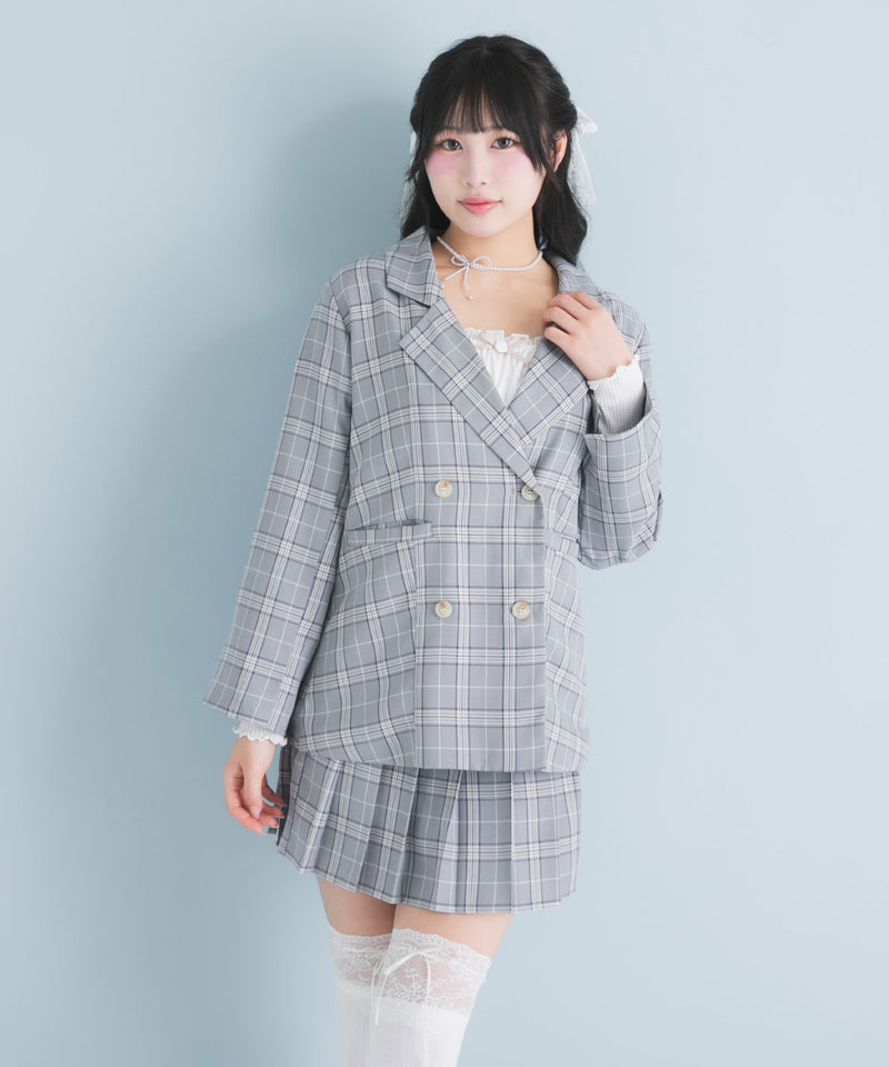 ジャケット&プリーツミニスカパンセットアップ