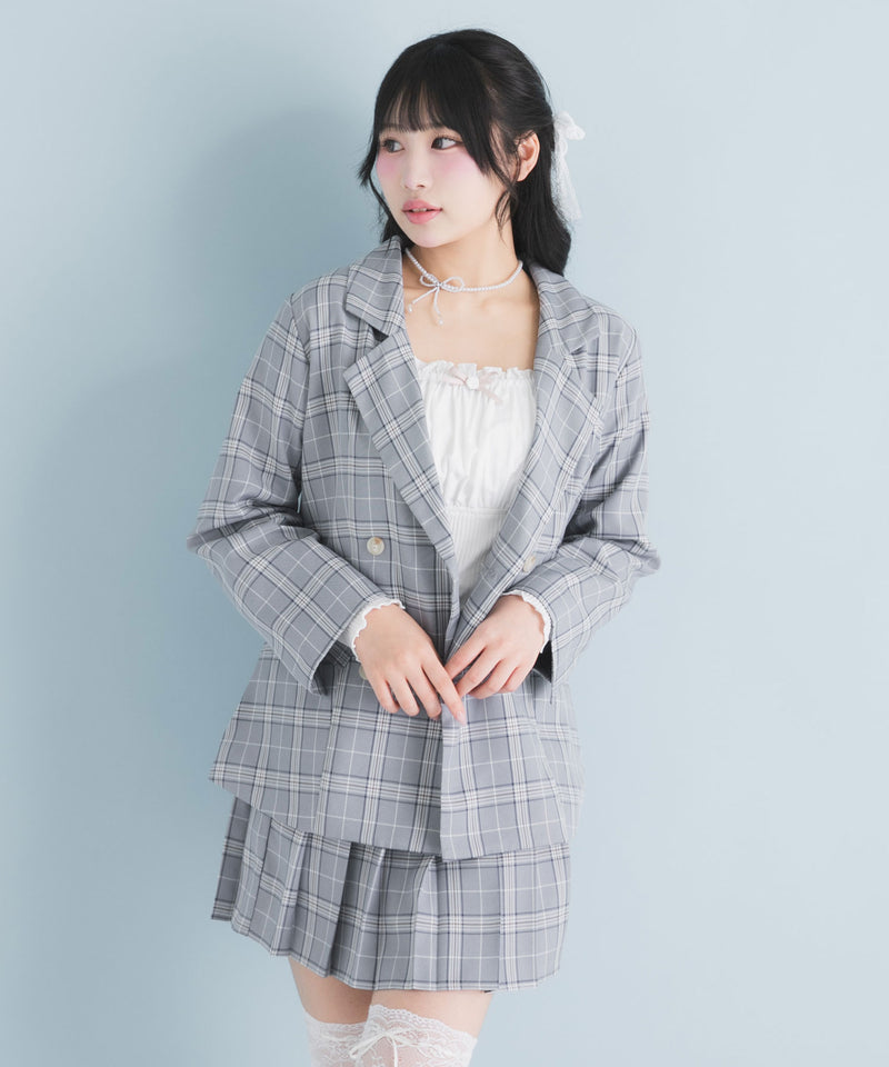 ジャケット&プリーツミニスカパンセットアップ