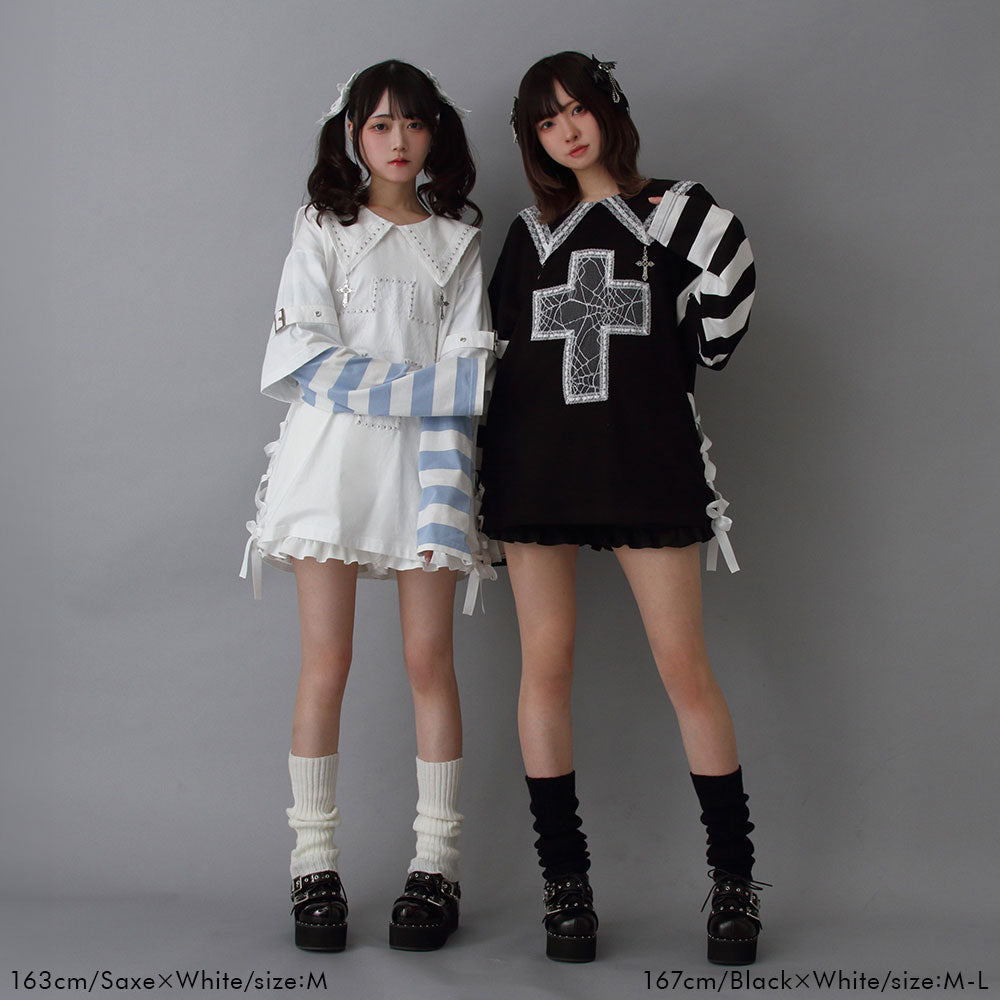 十字架スタッズストライプワンピース – レディースファッション通販の