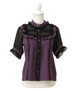 チョーカー風クロスレースブラウス