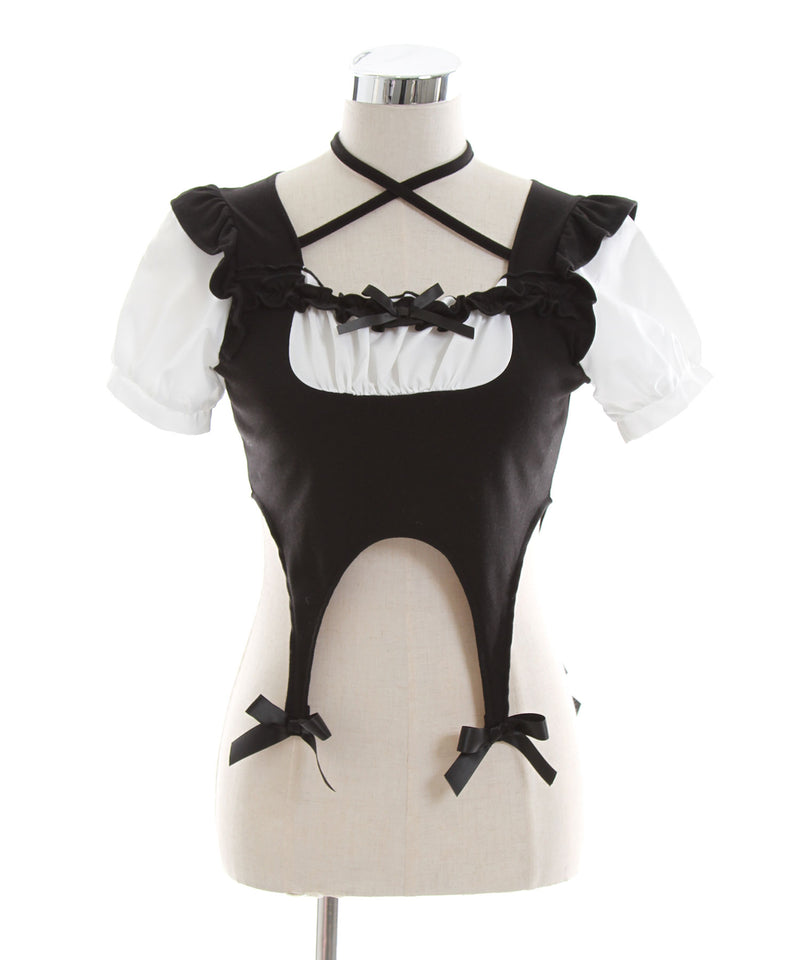 メイド風バスト盛り半袖カットソー【大きいサイズ有】