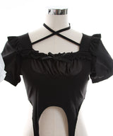 メイド風バスト盛り半袖カットソー【大きいサイズ有】