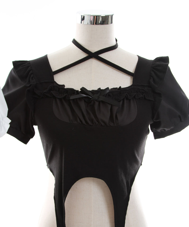 メイド風バスト盛り半袖カットソー【大きいサイズ有】