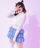 【メール便】選べるタイプハイネッククロップド丈長袖カットソートップス【大きいサイズ有】