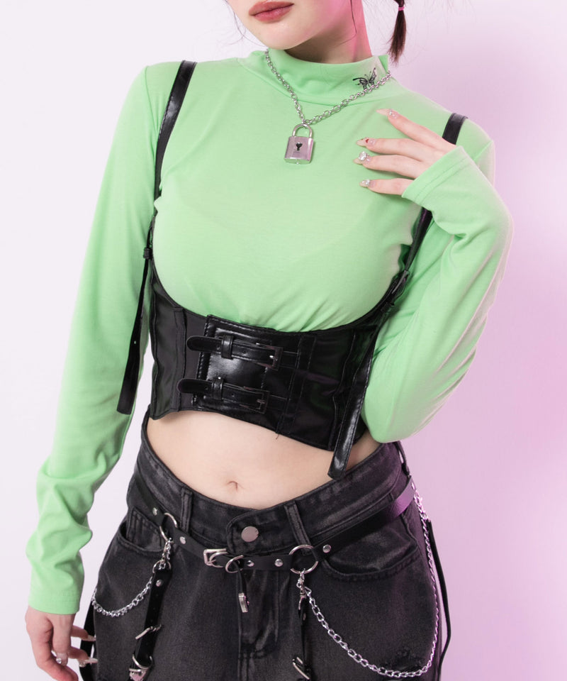 まとめ買い対象】【メール便】選べるタイプハイネッククロップド丈長袖