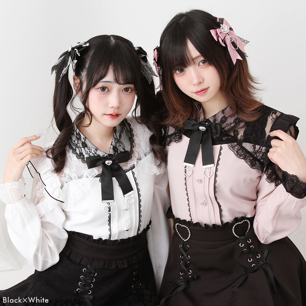 ときめき王冠ビジューレースリボン2個セットヘアクリップ – レディース