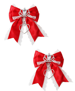 ときめき王冠ビジューレースリボン2個セットヘアクリップ