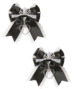 ときめき王冠ビジューレースリボン2個セットヘアクリップ