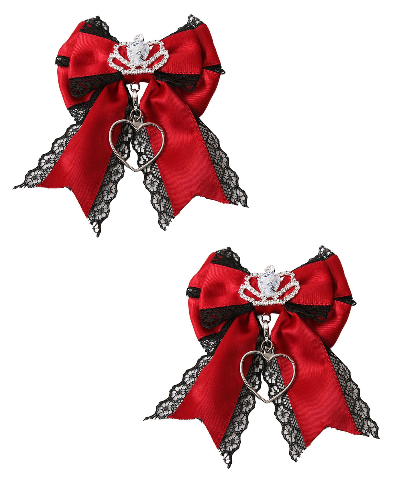 ときめき王冠ビジューレースリボン2個セットヘアクリップ – レディース