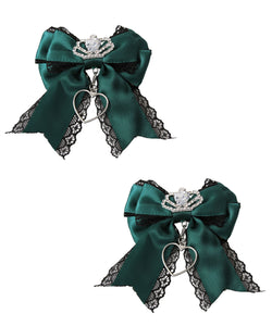 ときめき王冠ビジューレースリボン2個セットヘアクリップ