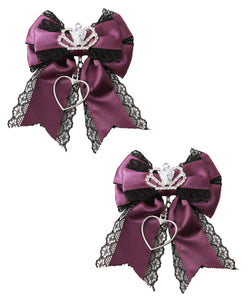 ときめき王冠ビジューレースリボン2個セットヘアクリップ