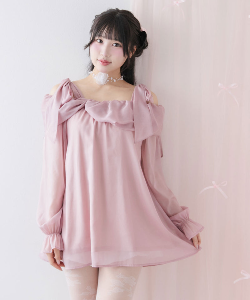 オフショルシアーチュニックワンピース