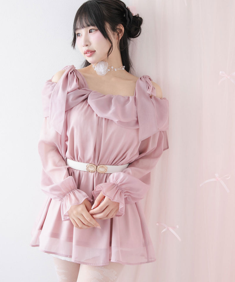 オフショルシアーチュニックワンピース