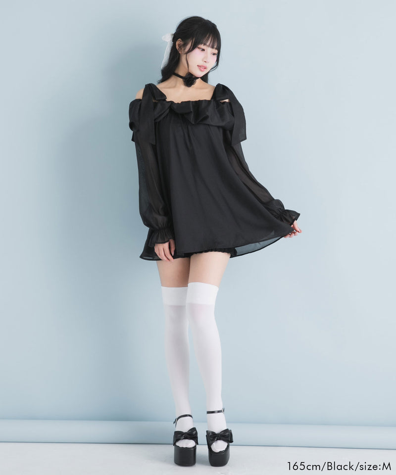 オフショルシアーチュニックワンピース