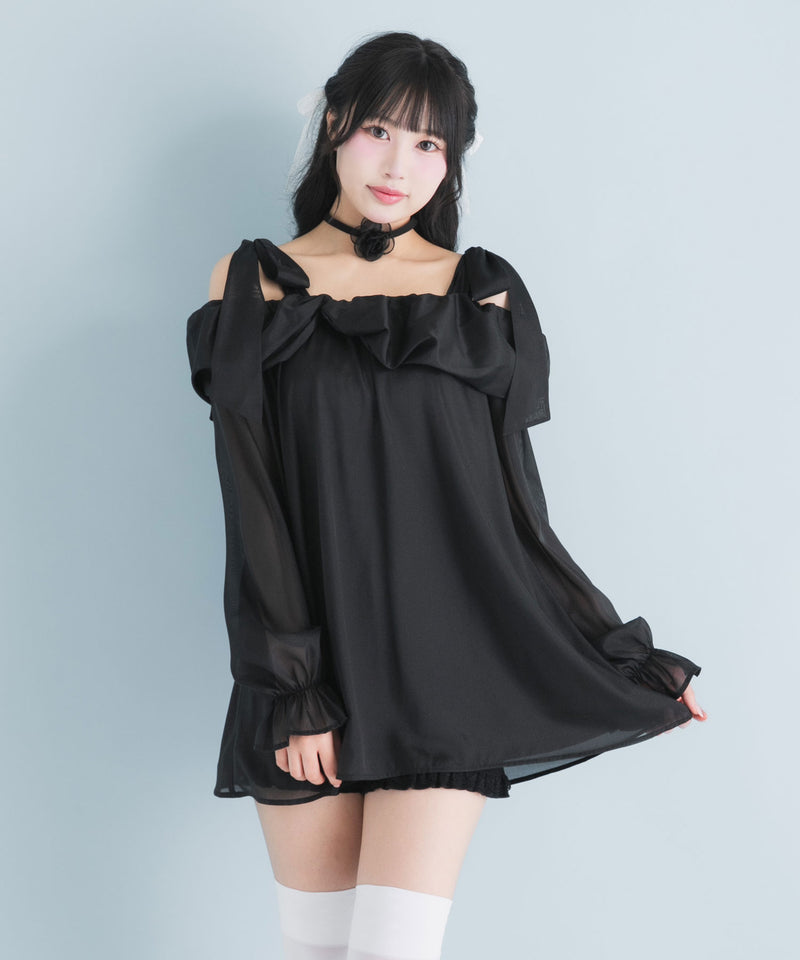 オフショルシアーチュニックワンピース