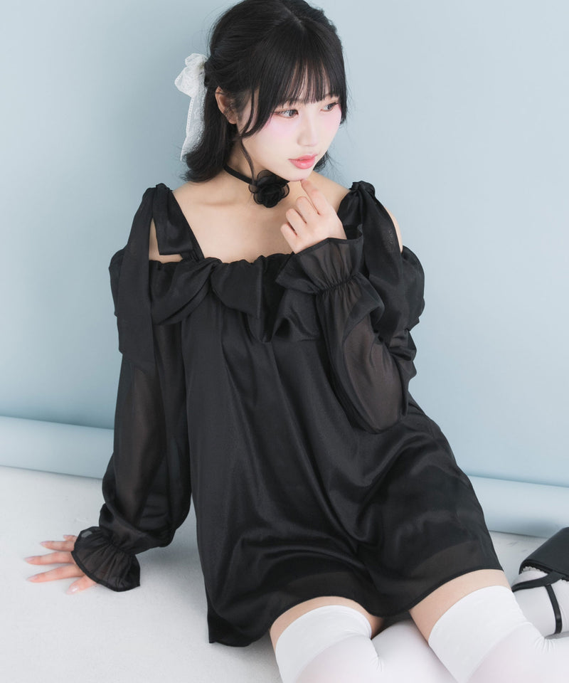 オフショルシアーチュニックワンピース