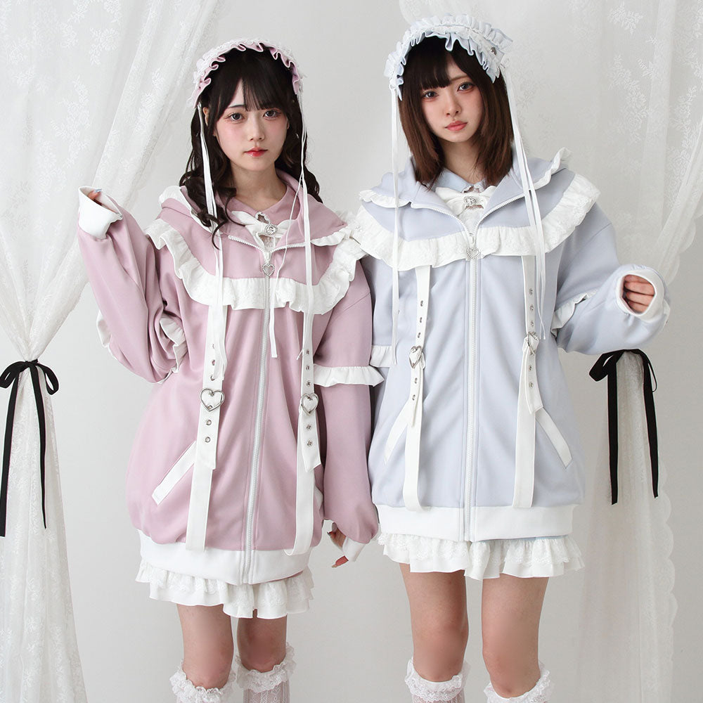 夢展望　姫系　ワンピースパーカー　Deary ジャージフリルパーカーワンピース – レディースファッション