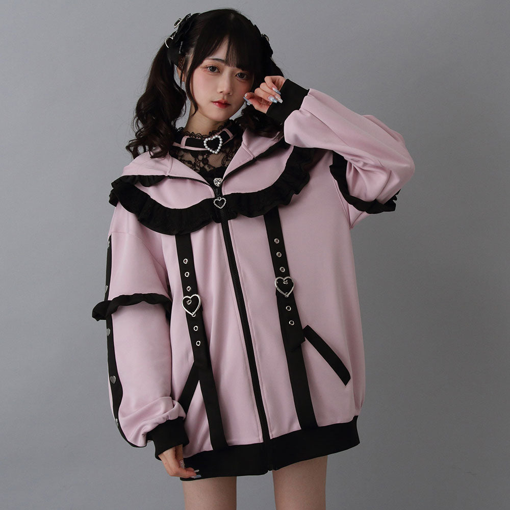 ジャージフリルパーカーワンピース – レディースファッション