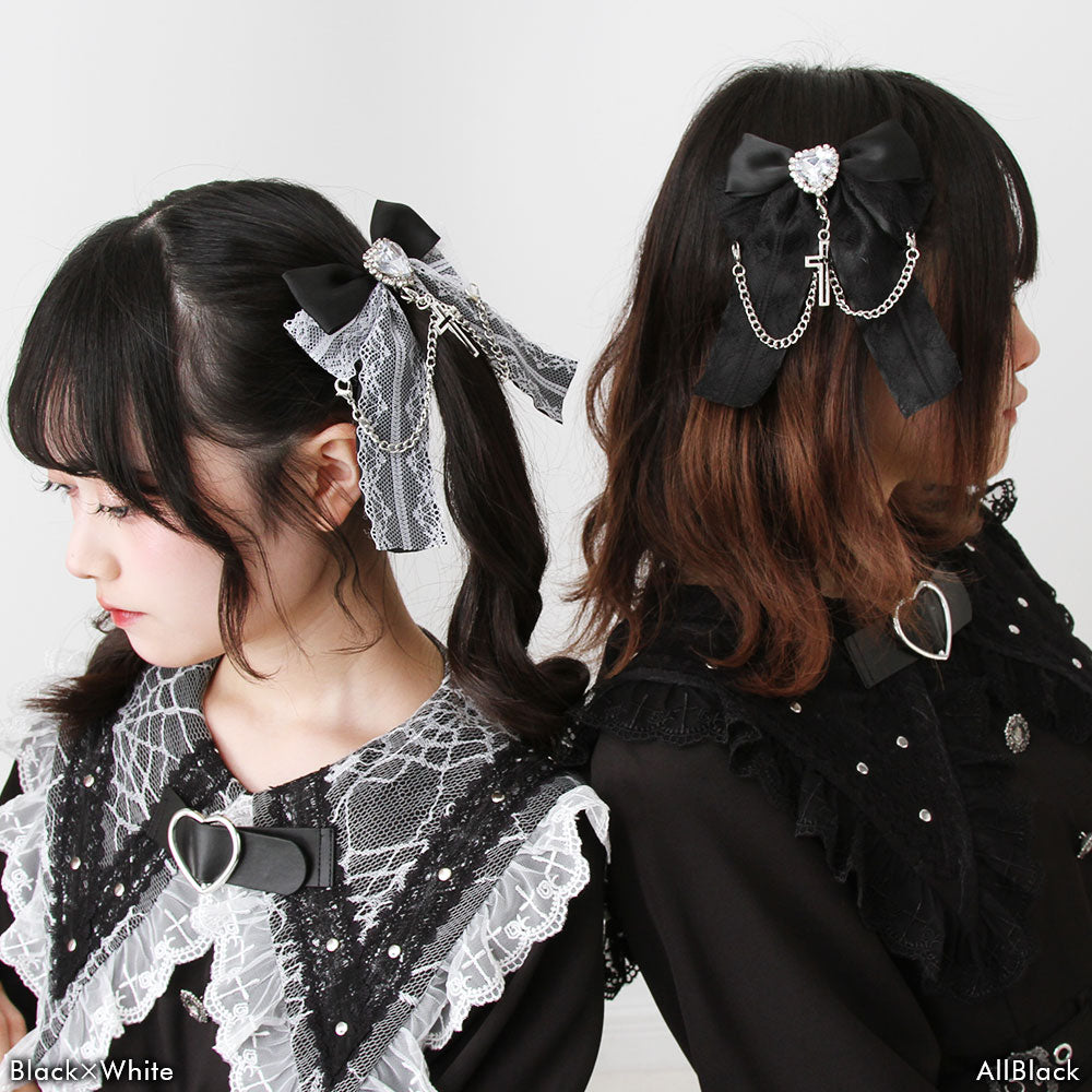 3wayハートビジューチェーン2個セットヘアクリップ – レディース