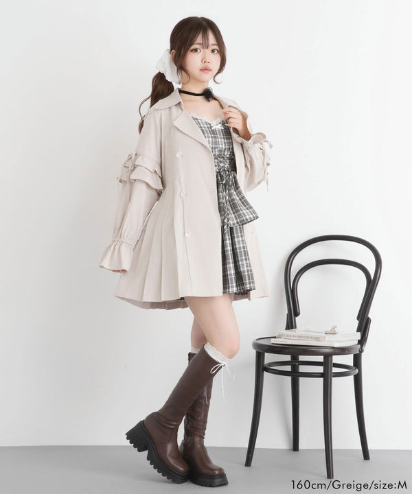 バックプリーツショートトレンチコート