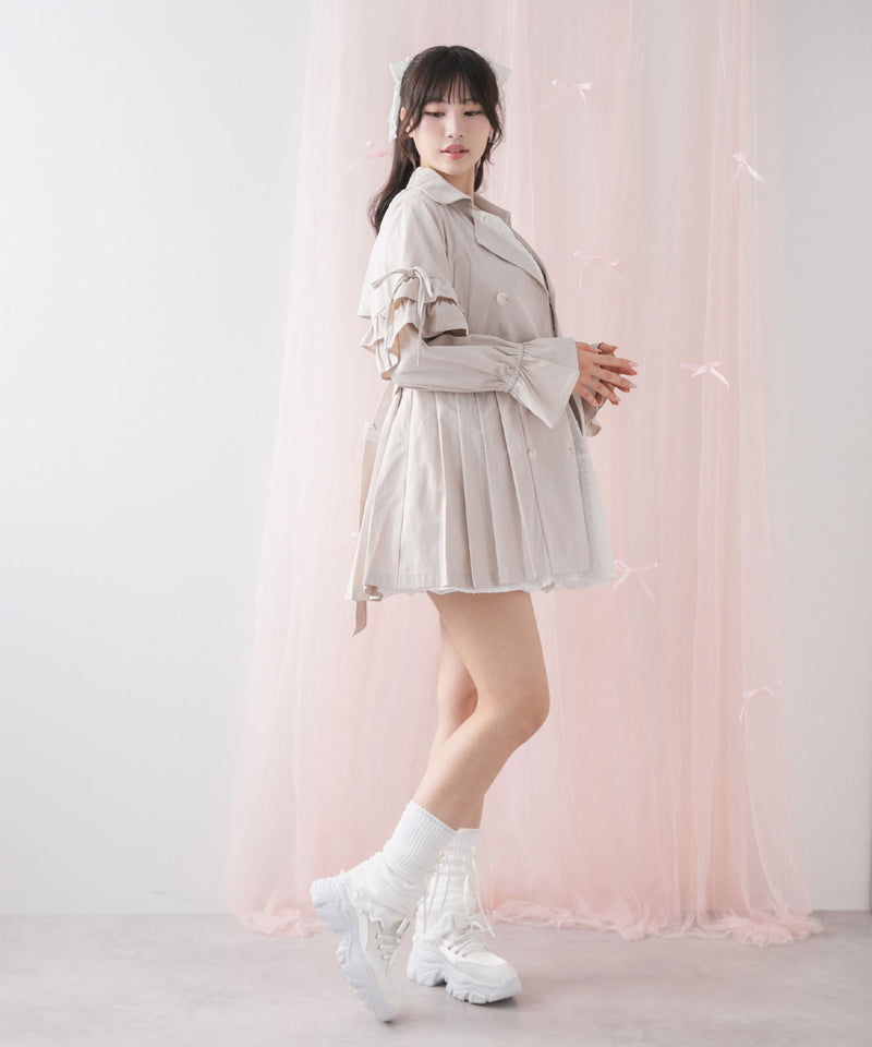 バックプリーツショートトレンチコート