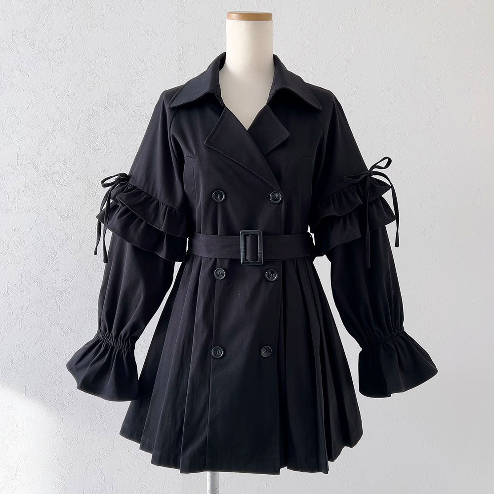 バックプリーツショートトレンチコート – レディース