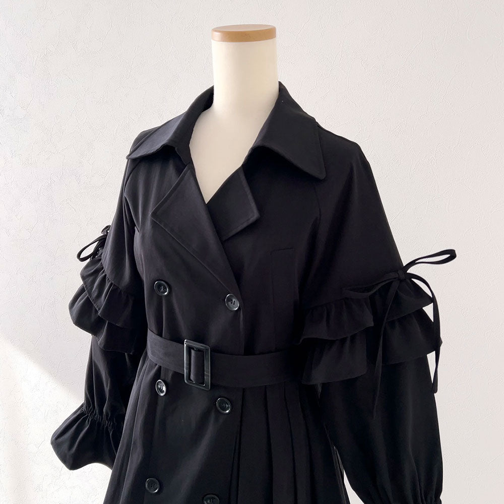 ADORE フード付き ブラックトレンチコート ADORE フード付き ブラックトレンチコート