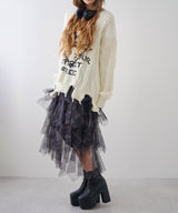 チェック柄・迷彩柄・レオパード柄チュールイレヘムスカート