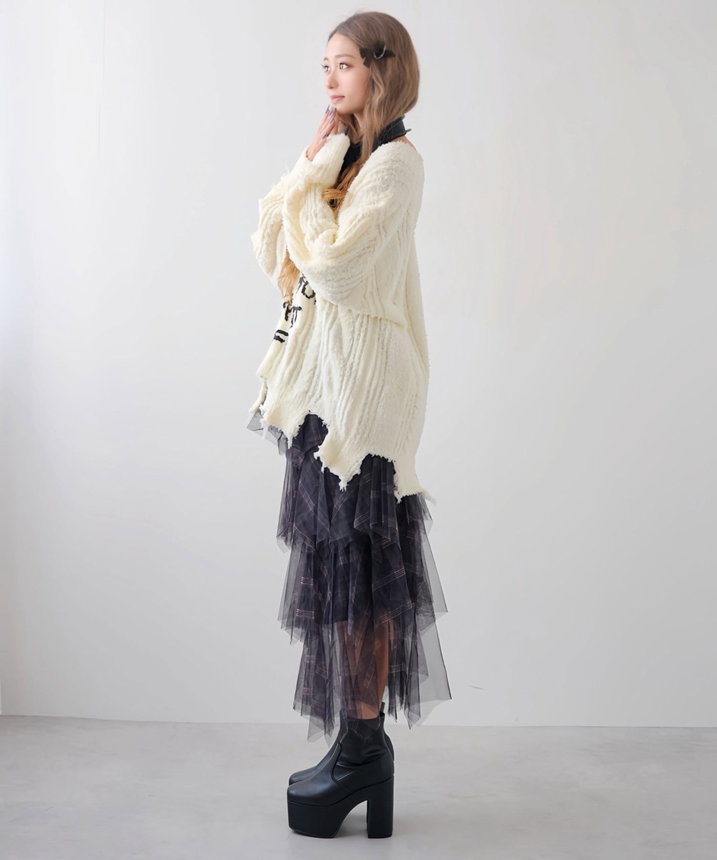 チェック柄・迷彩柄・レオパード柄チュールイレヘムスカート