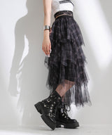 チェック柄・迷彩柄・レオパード柄チュールイレヘムスカート