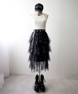 チェック柄・迷彩柄・レオパード柄チュールイレヘムスカート