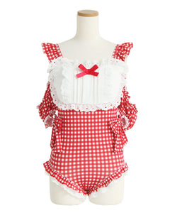 ハートレースフリルヨークメイドさん水着