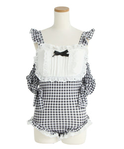 ハートレースフリルヨークメイドさん水着