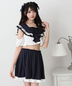 ときめきハートレースフリルセーラー水着