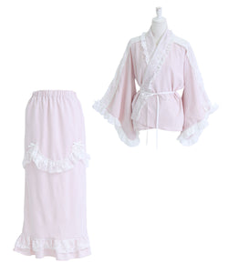 お嬢様パールレースフリル浴衣