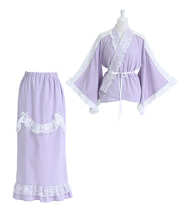 お嬢様パールレースフリル浴衣