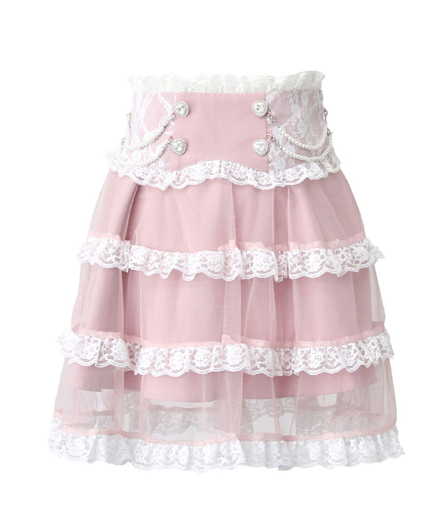 9/17 11時まで限定価格】チュール重ねパールフリルスカート