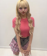 チェック柄デニムスカパン