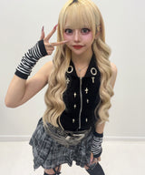 チェック柄デニムスカパン